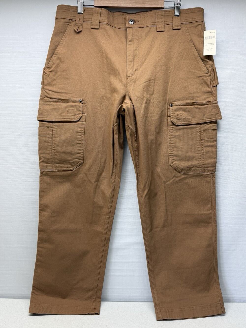 DULUTH Trading Co Flex Fire Hose Relaxed Fit Mens 38x30 Brown Canvas Cargo Pants